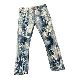 Anthropologie Indigo and Cream Straight Leg Jeans